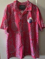 Brooklyn Cloth Mfg Co Blue Pineapple Print Camp Collar Shirt, Size S