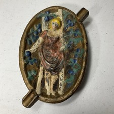 Hand-Painted Blue Floral Ceramic Ashtray with Cigarette Rests Yes - painted/stamped mark — listing 2