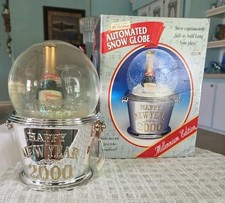Millennium 2000 "Happy New Year" Champagne Bottle Snow Globe with Silver-Tone Ice Bucket Base — listing 2