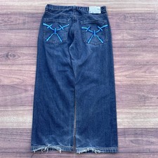 U.T. Sports Collections Y2K Baggy Denim Jeans with Embroidered Back Pockets, Size 40/32 — listing 2