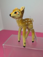 Steiff Bambi Mohair Reclining Fawn Deer #1323/35 with Ear Button & Yellow Tag