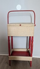 Antique Woven Wicker Sewing Basket with Lid (Two-Piece) — listing 2