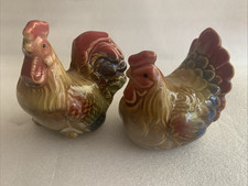 Vintage Porcelain Rooster & Hen Figural Salt and Pepper Shakers — listing 3