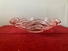Pink Depression Glass Handled Serving Tray with Textured Center