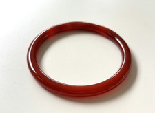 Carnelian Agate Round Bangle Bracelet, Deep Red-Brown — listing 5