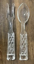 Pressed Glass Salad / Serving Spoon with Fluted Handle — listing 5