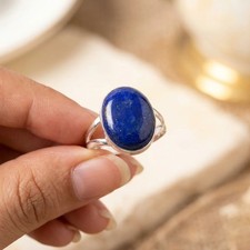 Sterling Silver Bezel-Set Oval Lapis Lazuli Pendant on 21" Sterling Rolo Chain