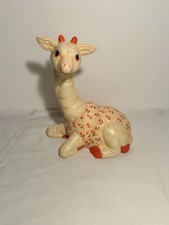 Sitting Giraffe Figurine in Gold Metallic Finish with Whitewash Accents, 10 inch — listing 6