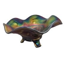 Amethyst Carnival Glass Creamer with Holly/Berry Pattern and Beaded Rim — listing 6