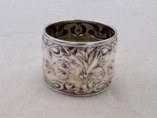 Antique Sterling Silver Napkin Ring with Engraved Floral Motif and Monogram — listing 4