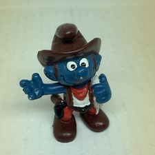 Vintage Cowboy Smurf and Cowgirl Smurfette PVC Figurines (Pair) — listing 4