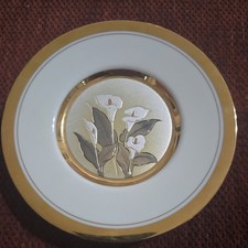 Japanese Chokin-Style Gold and Enamel Iris Decorative Plate on Black Ground — listing 6