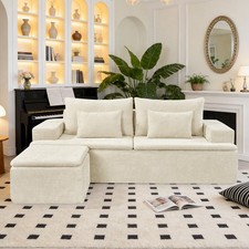 Sectional Couch, Tan Microfiber Upholstery, Multi-Piece Modular L-Shape — listing 3