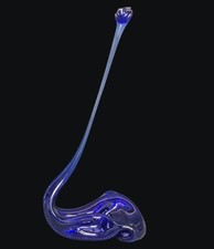 Cobalt Blue Glass Handled Decanter/Cruet with Ball Stopper and Ringed Neck — listing 4