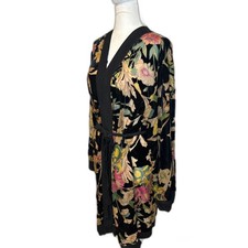 Original Hand-Painted Floral Still Life on Black Fabric, Framed Under Glass — listing 5