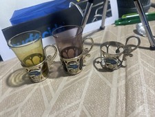 Pair of Mid-Century Hourglass-Form Shot / Cordial Glasses (Clear and Yellow) — listing 3