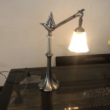 Antique Art Deco Bridge Arm Floor Lamp with Victorian Silk Beaded Fringe Shade — listing 4