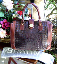 Vintage Brahmin Black Leather Doctor's Frame Bag with Croc-Embossed Trim — listing 3