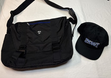 Stussy Troops Black Canvas Crossbody Sling Bag with Basic Logo and USA Flag Patch