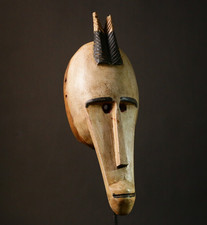 Large African-Style Hand-Carved Wooden Wall Mask with Painted Tribal Motifs — listing 3