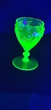 Vintage Uranium Glass Rose Bowl, Frosted Yellow Vaseline Glass, 5.5 inch