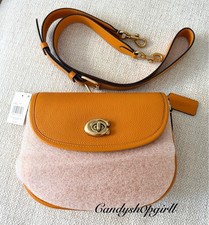 Coach Willow Saddle Bag in Chalk Pebble Leather with Signature Web Strap No visible creed patch — listing 5