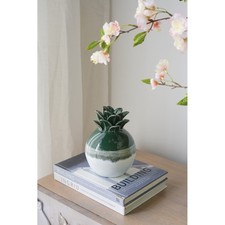 Vintage Ceramic Pineapple-Form Bud Vase with Pastel Rainbow Glaze and Gold Trim — listing 6
