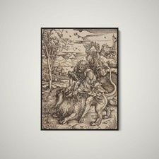 Albrecht Dürer 'Samson Rending the Lion' Woodcut - Later Impression/Reproduction — listing 2