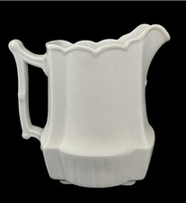 Antique 1880s White Ironstone China Serving Dishes, Set of Four (Scalloped, Oval Platter, and Round Plates) — listing 4