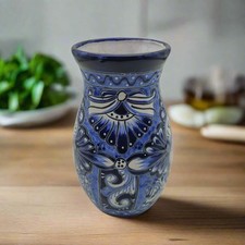 Mexican Talavera Pottery Blue & White Hand-Painted Bud Vase — listing 3