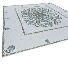 Handmade Medallion Quilt, Burgundy Teal Floral Paisley, Diamond Center Bouquet — listing 5