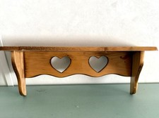 Vintage Red-Painted Wood Wall Shelf with Drawer and Fruit-Motif Backing — listing 3