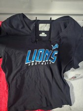 Detroit Lions Fanatics Black Cotton T-Shirt with Blue Lion Logo, Size L — listing 3