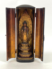 Antique Japanese Zushi Portable Buddhist Shrine with Standing Amida Buddha Figure — listing 3