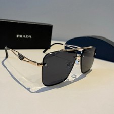 Prada Oversized Acetate Aviator Sunglasses - Black Frame with Brown Gradient Lenses — listing 5