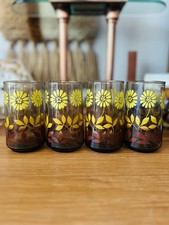 Vintage Smoked Glass Plate Set with Green Floral Leaf Print and Gold Rim (6 pieces) — listing 5