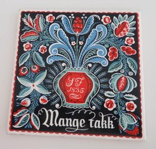 Vintage Scandinavian Berggren-Trayner Wooden Charcuterie / Cheese Board with 'Välkommen till vårt hem' Ceramic Tile, 28 inches — listing 3