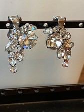 Vintage Rhinestone Marquise Cluster Clip-On Earrings — listing 6