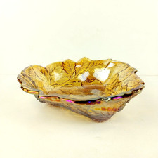 Vintage Marigold Carnival Glass Berry/Nut Bowl, Raspberry & Leaf Pattern