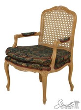 Pair of Vintage French Louis XV Style Fauteuil Armchairs with Cane Backs and Tufted Upholstery — listing 4
