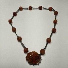 Chinese Carved Carnelian Ring Connector with Light Blue Enamel Cloisonné Edge, 1.25 inches wide — listing 4