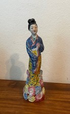 Chinese Porcelain Figurine of a Dancing Beauty with Painted Fan Backdrop — listing 5