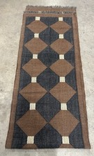 Handwoven Wool Flatweave Rug with Geometric Tribal Pattern (Gray & Cream) — listing 6