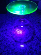 Green Depression Glass Covered Candy Dish / Powder Jar with Swag & Garland Pattern — listing 2