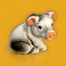 Vintage Cream Glazed Ceramic Seated Pig Figurine — listing 3