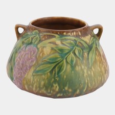 Roseville Pottery Wisteria Two-Handled Vase, Shape 634-7 (Brown Colorway) — listing 2