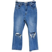 Abercrombie & Fitch The Ankle Straight Ultra High Rise Jeans Black Distressed — listing 2