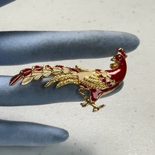 Vintage Red Enamel Rooster and Anchor Lapel Pin — listing 6