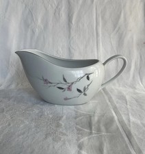 Cherry Blossom Rimmed Soup / Pasta Bowl, White with Pink Sakura Branch Motif