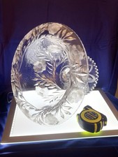Vintage Cut & Wheel-Engraved Clear Glass Flared Console Bowl with Floral/Fern Motif — listing 5